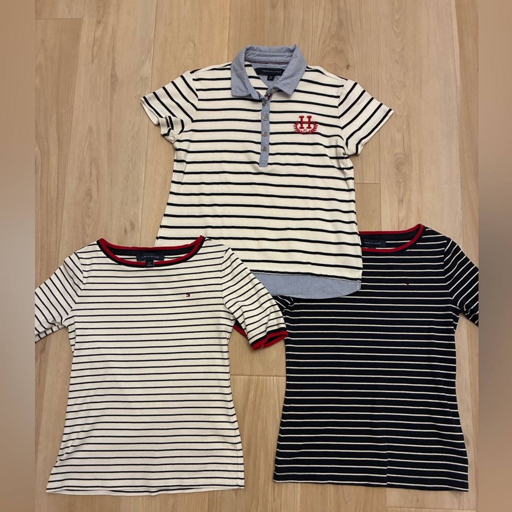 Tommy Hilfiger Striped Navy White Polo and T-shirt Bundle